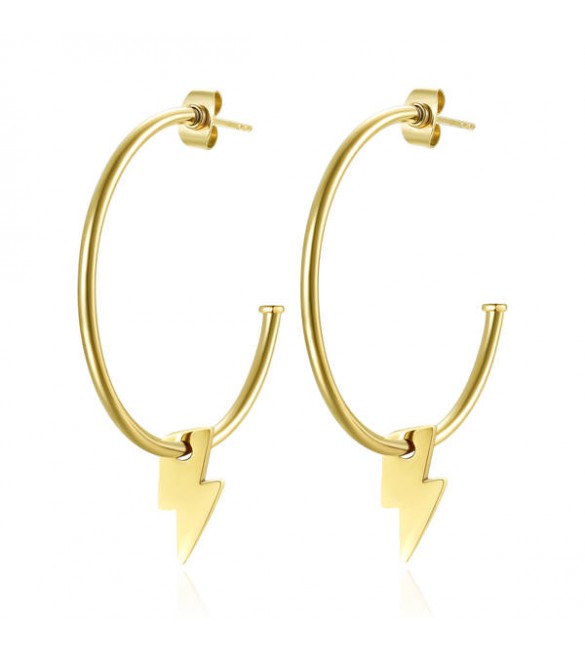 Orecchini donna gioielli Sagapò Hidden in acciaio 316L pvd oro Saetta shd24