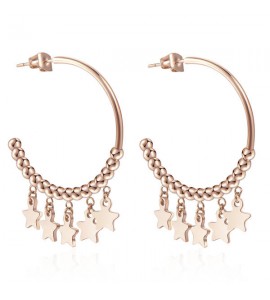 Orecchini donna gioielli Sagapò Medina in acciaio 316L pvd oro rosa con stelle sea24