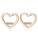 Orecchini donna gioielli Sagapò Pretty in acciaio pvd oro rosa con cuore scritta Love e cristallo bianco spe24