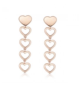 Orecchini donna gioielli Sagapò Starlove in acciaio 316L pvd oro rosa con Cuori srl24