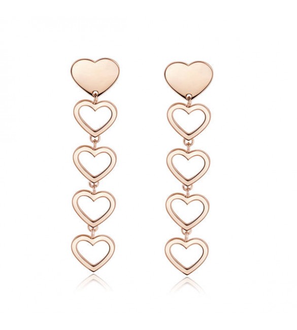 Orecchini donna gioielli Sagapò Starlove in acciaio 316L pvd oro rosa con Cuori srl24