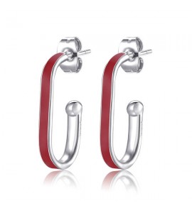 Orecchini Donna Gioielli Sagapò Vibes in acciaio 316L smalto rosso svb27