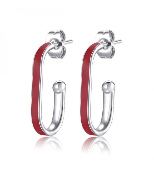 Orecchini Donna Gioielli Sagapò Vibes in acciaio 316L smalto rosso svb27