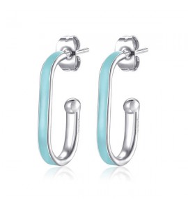 Orecchini Donna Gioielli Sagapò Vibes in acciaio 316L smalto turchese svb26