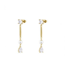 Orecchini Pendenti Donna Gioielli Brosway Affinity in acciaio dorato con zirconi bff186