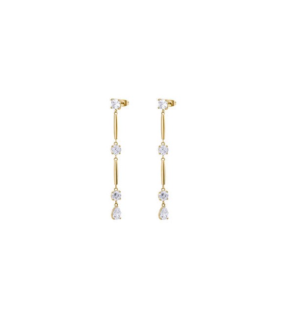 Orecchini Pendenti Donna Gioielli Brosway Affinity in acciaio dorato con zirconi bff188