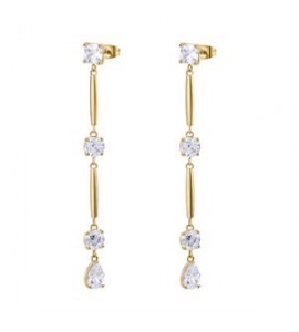 Orecchini Pendenti Donna Gioielli Brosway Affinity in acciaio dorato con zirconi bff188