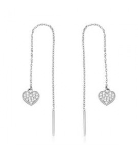 Orecchini saliscendi Donna Gioielli Sagapò Aurora in acciaio con Cuori e cristalli sar52