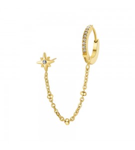 Orecchino Donna Gioielli Brosway Chant doppio buco in acciaio pvd oro Stella bah56