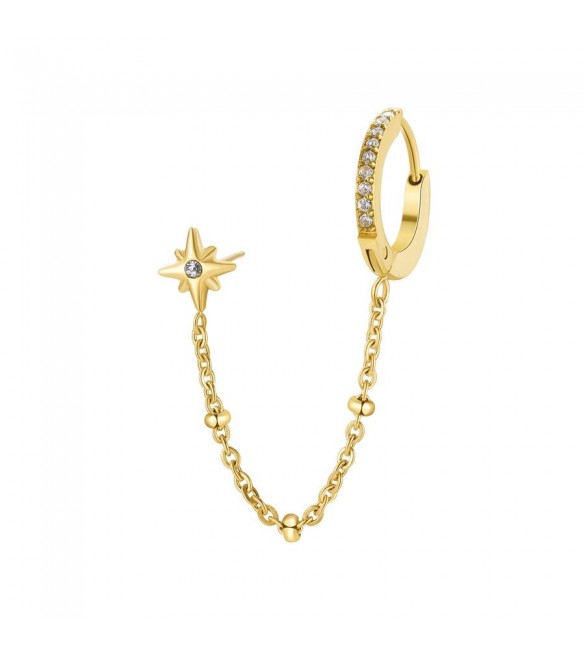Orecchino Donna Gioielli Brosway Chant doppio buco in acciaio pvd oro Stella bah56