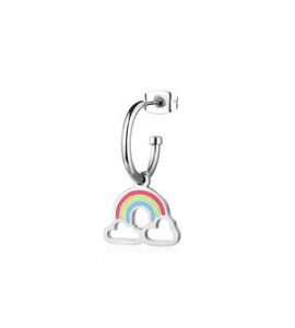 Orecchino Donna Gioielli Sagapò Smile in acciaio con Arcobaleno e smalto ssm021