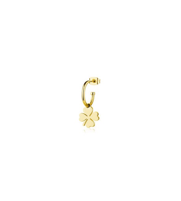 Orecchino Donna Gioielli Sagapò Smile in acciaio pvd oro con Quadrifoglio ssm026