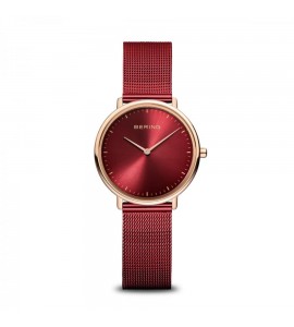 Orologio Solo Tempo Donna Bering Ultra Slim Rosso maglia milanese 15729-363