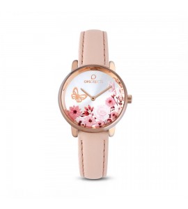 Orologio solo tempo donna Ops Objects Bold Flower pelle light rose opspw-558
