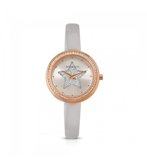 Orologio solo tempo donna Ops Objects Light Charme crystal similpelle grey pvd oro rosa opspw-637