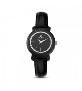 Orologio solo tempo donna Ops Objects Pretty crystal pelle lucida nero opspw-576