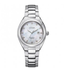 Orologio Solo Tempo Super Titanio Donna Citizen Eco Drive madreperla e diamanti ew2611-87d