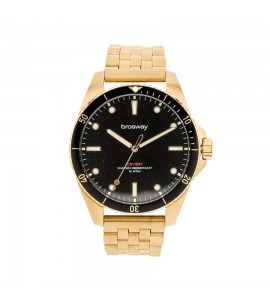 Orologio Solo Tempo Uomo Brosway Diver pvd oro Nero con indici wdi05