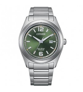 Orologio Solo Tempo Uomo Citizen Eco Drive Super Titanio 1640 verde aw1641-81x