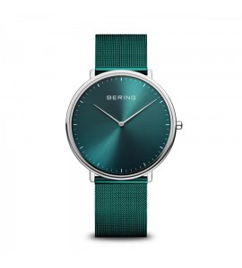 Orologio Solo Tempo Uomo Unisex Bering Ultra Slim Verde maglia milanese 15739-808