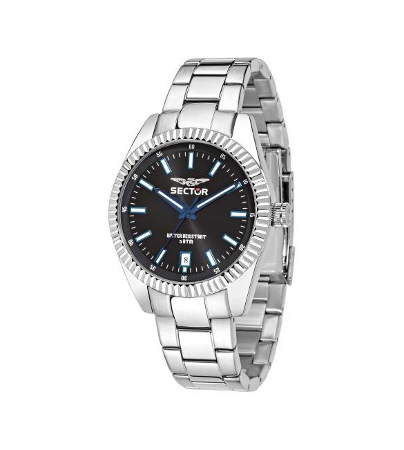 Orologio uomo solo tempo Sector 240 cassa in acciaio 41 mm quadrante nero R3253476001