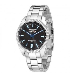 Orologio uomo solo tempo Sector 240 cassa in acciaio 41 mm quadrante nero R3253476001