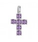 Pendente Croce Gioielli Fancy by Brosway in argento zircone cushion ametista fmp18