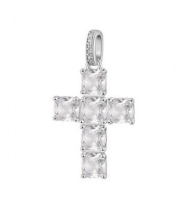 Pendente Croce Gioielli Fancy by Brosway in argento zircone cushion bianco fiw21
