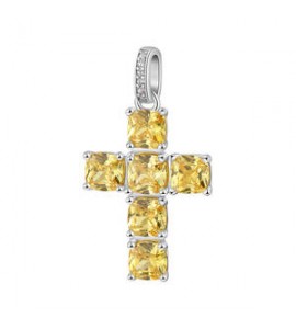 Pendente Croce Gioielli Fancy by Brosway in argento zircone cushion giallo fey03