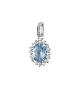 Pendente Kate Gioielli Fancy by Brosway in argento zircone ovale azzurro fcl15