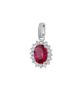 Pendente Kate Gioielli Fancy by Brosway in argento zircone ovale rosso fpr13