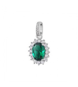 Pendente Kate Gioielli Fancy by Brosway in argento zircone ovale verde flg12
