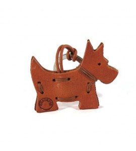 Portachiavi Keychain in cuoio La Cuoieria Made in Italy Cane Scottish p321