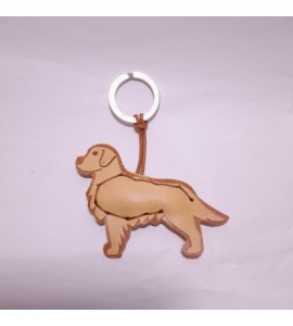 Portachiavi Keychain in cuoio La Cuoieria Made in Italy Golden Retirever p377