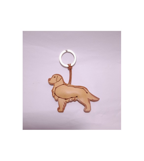 Portachiavi Keychain in cuoio La Cuoieria Made in Italy Golden Retirever p377