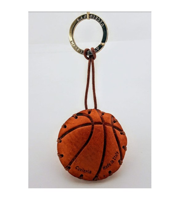 Portachiavi Keychain in cuoio La Cuoieria Made in Italy Palla da Basket p381