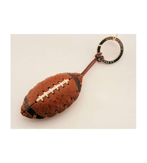 Portachiavi Keychain in cuoio La Cuoieria Made in Italy Palla da Rugby p380