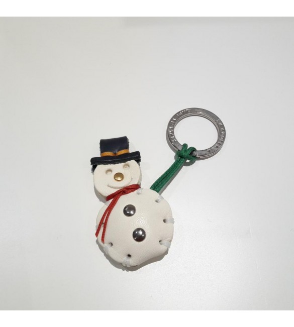 Portachiavi Keychain in cuoio La Cuoieria Made in Italy Pupazzo di Neve p359