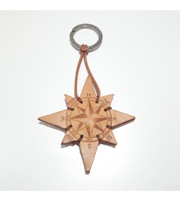 Portachiavi Keychain in cuoio La Cuoieria Made in Italy Rosa dei Venti p311