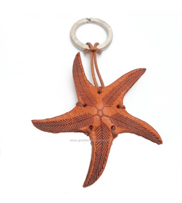 Portachiavi Keychain in cuoio La Cuoieria Made in Italy Stella Marina p309