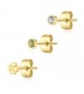 Tris Orecchini Donna Gioielli Sagapò Click in acciaio pvd oro set 3 pezzi con Quadrifoglio sck168