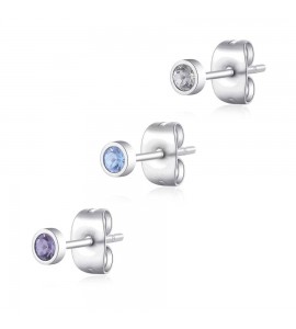 Tris Orecchini Donna Gioielli Sagapò Click in acciaio set 3 pezzi con Cristalli sck161