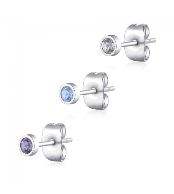 Tris Orecchini Donna Gioielli Sagapò Click in acciaio set 3 pezzi con Cristalli sck161