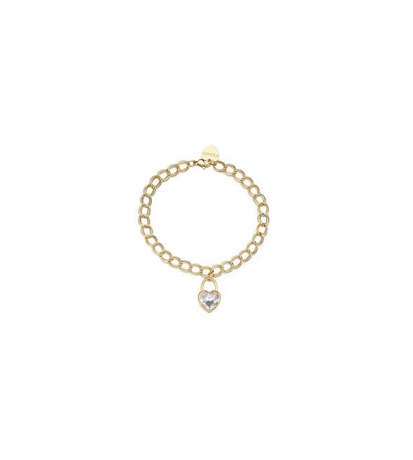 Bracciale Donna Gioielli S\'agapò My Love in acciaio dorato e Cuore con cristallo syl28