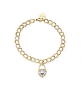 Bracciale Donna Gioielli S\'agapò My Love in acciaio dorato e Cuore con cristallo syl28