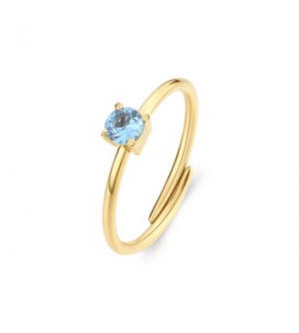 Anello Donna Gioielli Sagapò Dazzly in acciaio dorato con cristallo aqua bohemica sdz38