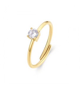 Anello Donna Gioielli Sagapò Dazzly in acciaio dorato con cristallo bianco sdz37