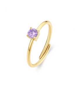 Anello Donna Gioielli Sagapò Dazzly in acciaio dorato con cristallo violet sdz40
