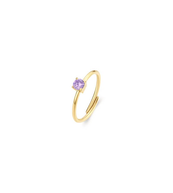 Anello Donna Gioielli Sagapò Dazzly in acciaio dorato con cristallo violet sdz40