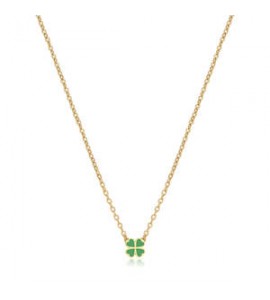 Collana Donna Gioielli Sagapò Click in acciaio dorato con Quadrifoglio e smalto sck253